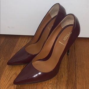 Fendi burgundy patent heels